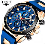 LIGE Fashion Men Watches Top Brand Luxury Silicone Sport Watch Men Quartz Date Clock Waterproof Wristwatch Chronograph Clock Man
