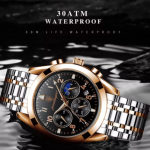 Men Watch Luxury Business Watches Stainless Stain Strap Sport Chronograph Men's Wristwatch Waterproof